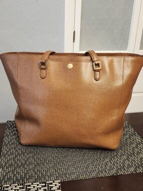 Ralph Lauren Leather Tote Bag in Cognac Brown - Classic Everyday Carry